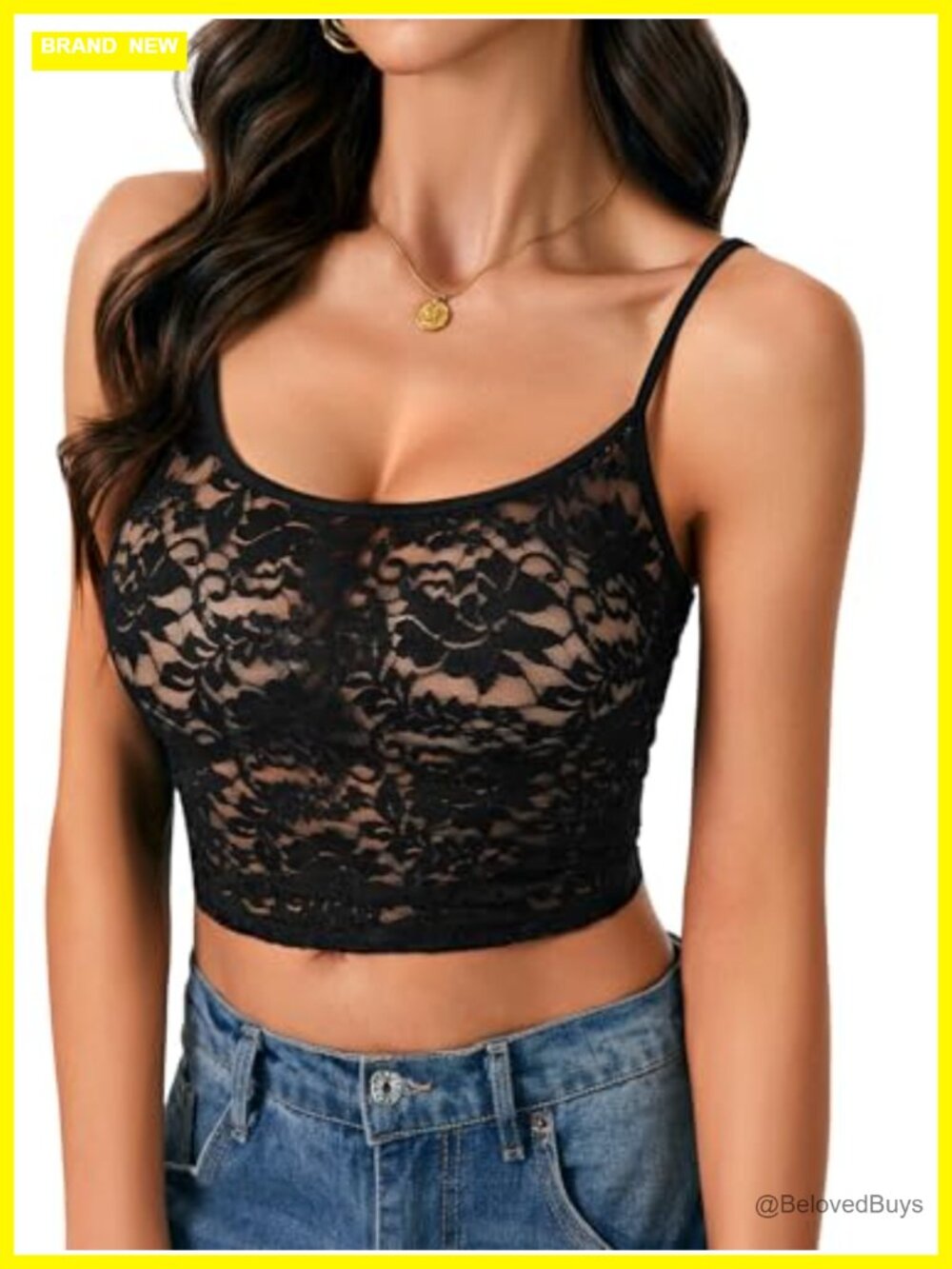 Floral Lace Sheer Mesh Cami Sleeveless Scoop Neck Cropped Top